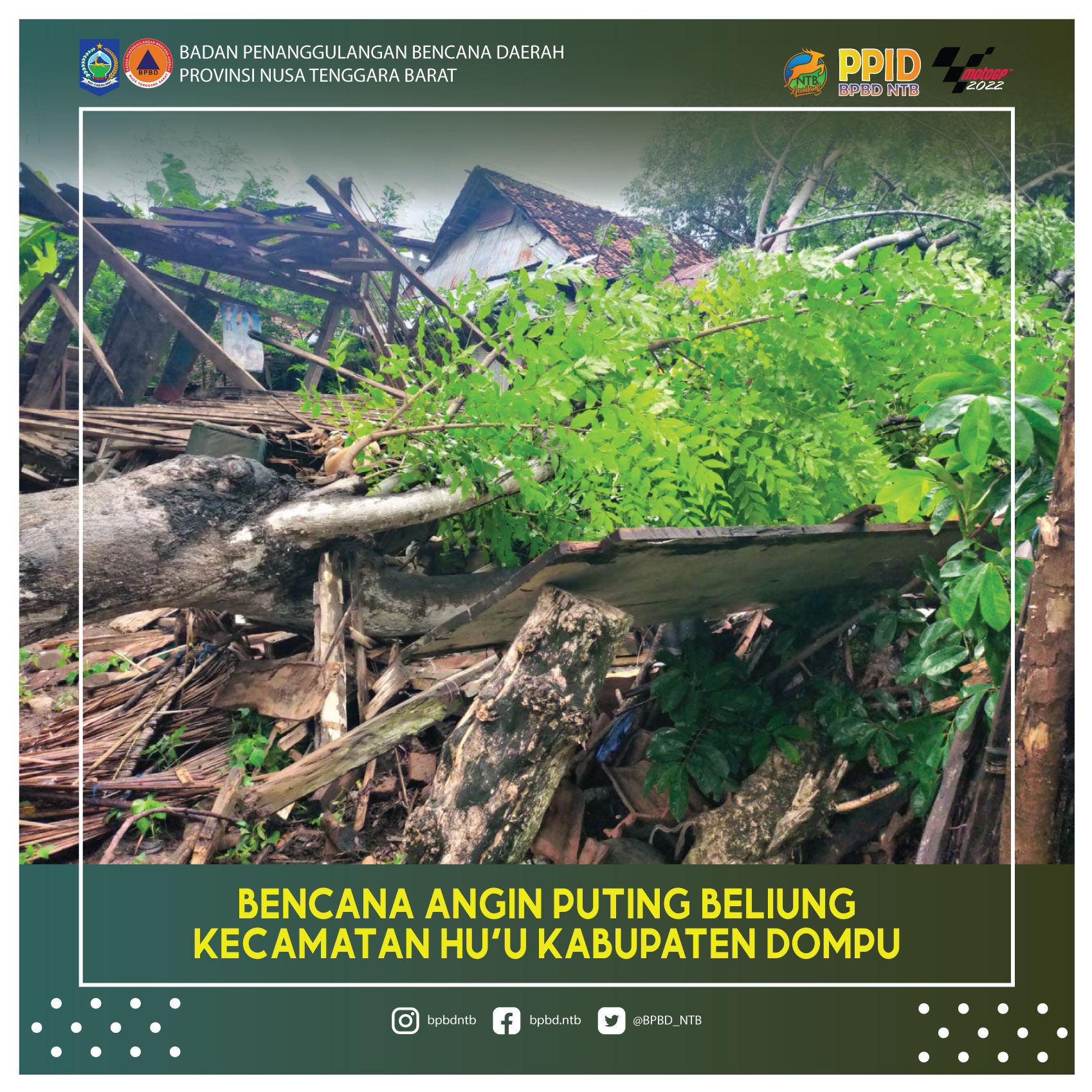 Kejadian Angin Puting Beliung Kecamatan Hu'u Kabupaten Dompu (Kamis, 13 Januari 2022)