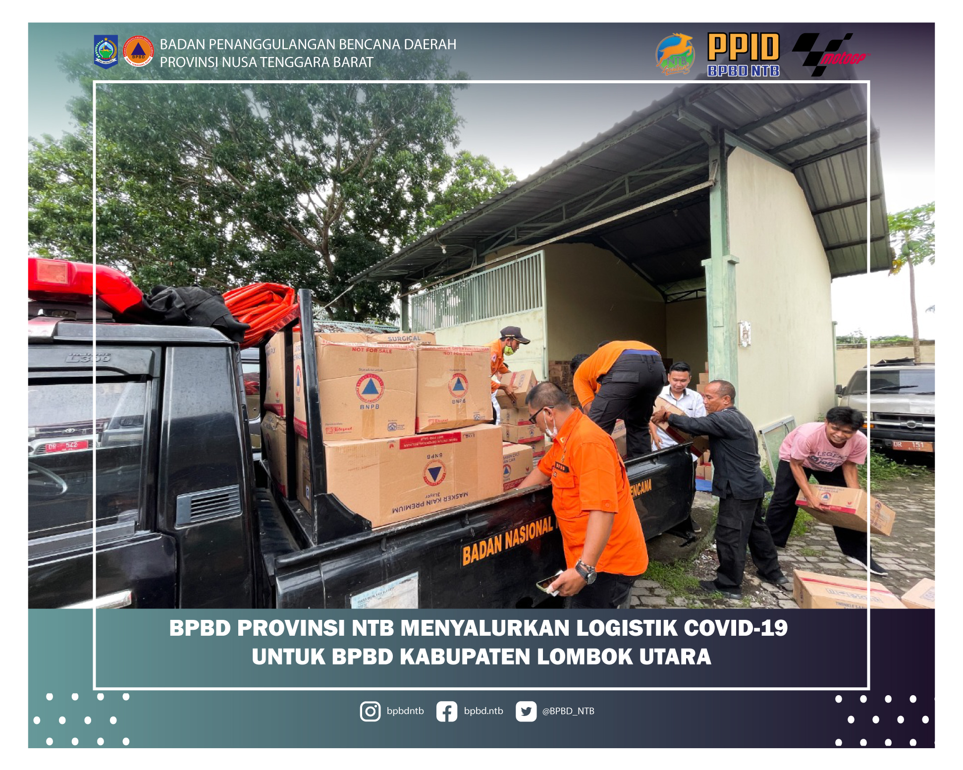 BPBD Provinsi NTB Menyalurkan Logistik Covid-19 Ke BPBD Kabupaten Lombok Utara