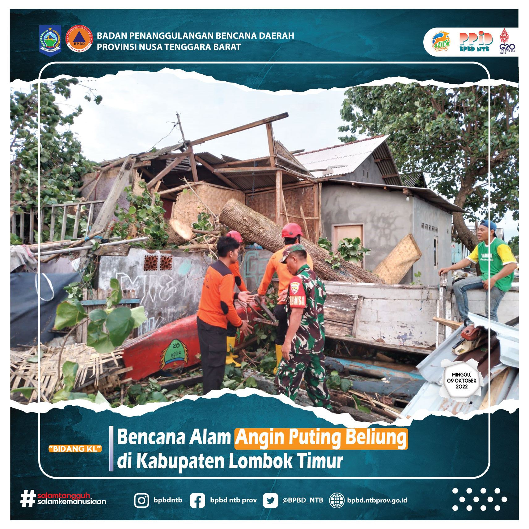 Bencana Alam Angin Puting Beliung di Kabupaten Lombok Timur (Minggu, 10 Oktober 2022)