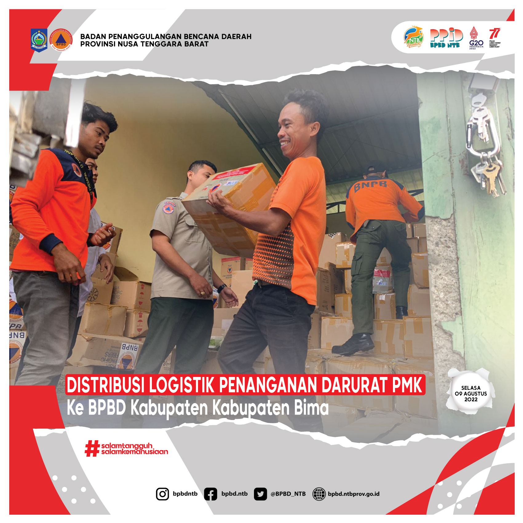 Koordinasi Dan Pendistribusian Logistik Penanganan Darurat PMK ke BPBD Kabupaten Bima (Selasa, 09 Agustus 2022)