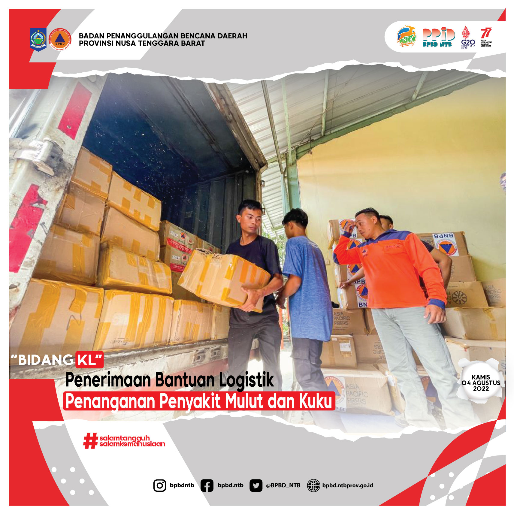 Penerimaan Bantuan Logistik Penanganan Penyakit Mulut dan Kuku (Kamis, 04 Agustus 2022)