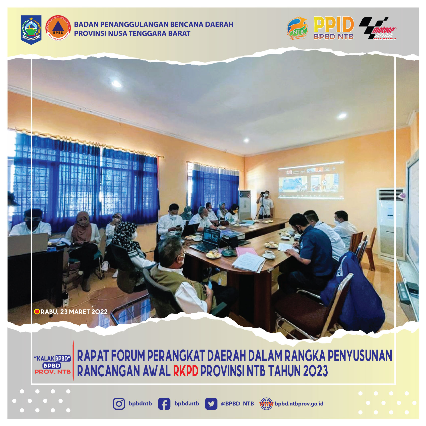 Rapat Forum Perangkat Daerah Dalam Rangka Penyusunan Rancangan Awal RKPD Provinsi NTB Tahun 2023 (Rabu, 23 Maret 2022)