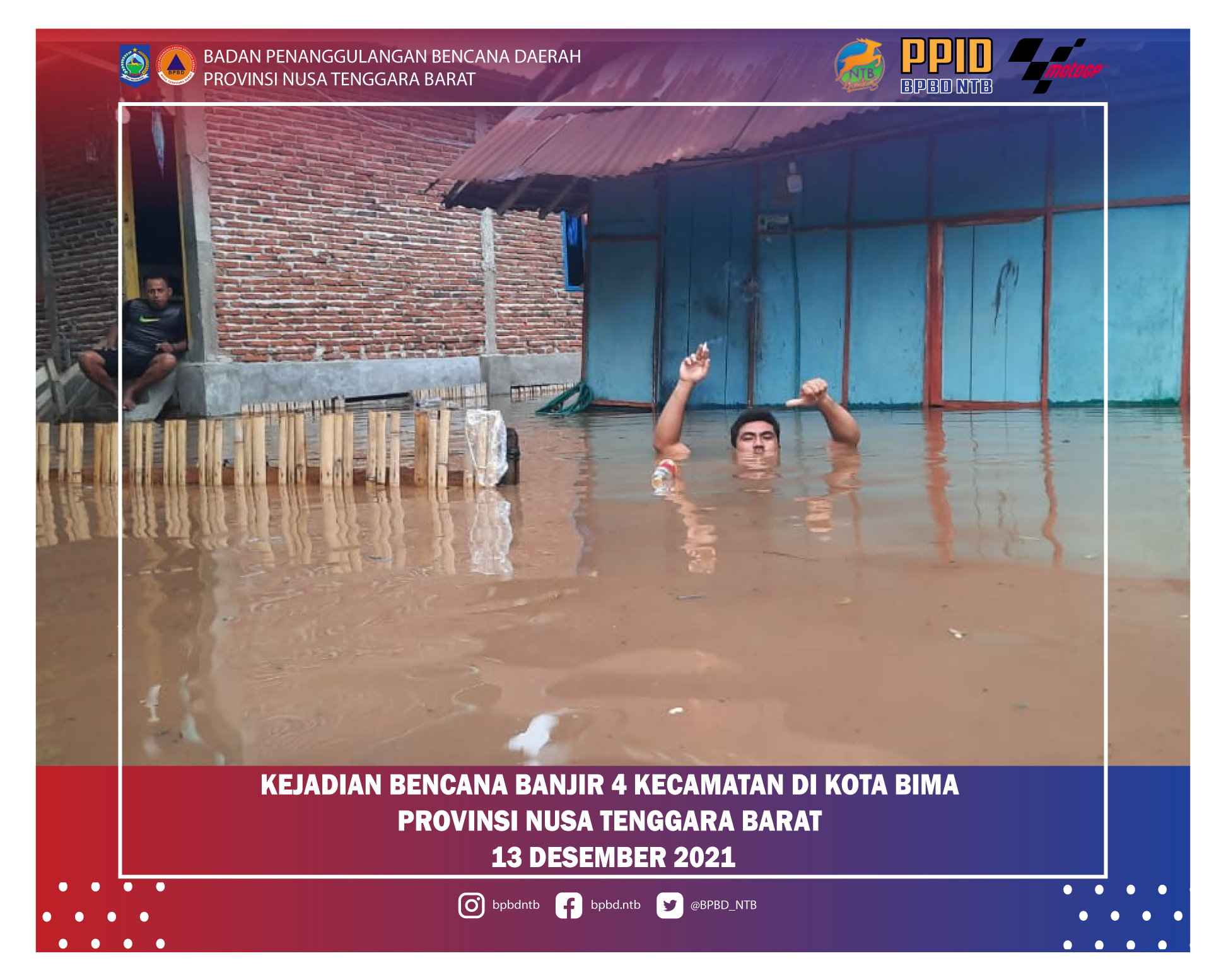 Laporan Kejadian Bencana Alam Banjir Kota Bima (Senin, 13 Desember 2021)